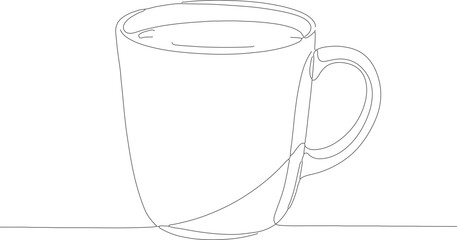 Minimalist Outline Drawing Cup of Coffee or Tea Drink Illustration