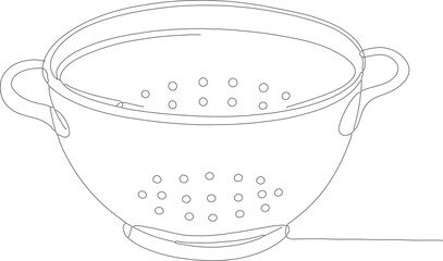 Minimalist Line Art Kitchen Colander Sieve Strainer Utensil Culinary Object