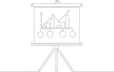 Minimalist Line Drawing Flip Chart Showing Business Growth Statistic Report