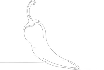 Minimalist Outline Style Single Continuous Line Drawing of Chili Pepper Illustration