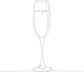 Minimalist Continuous Line Drawing of Champagne Glass Celebration Icon