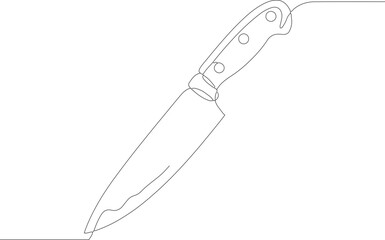 Minimalist Single Line Drawing Kitchen Knife Culinary Utensil Illustration