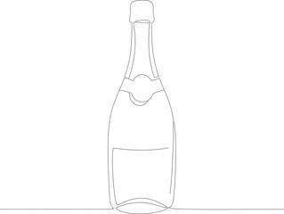 Minimalist Continuous Line Drawing of Champagne Bottle Design Illustration