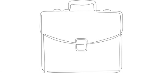One Line Continuous Drawing Minimalist Briefcase Bag Symbol Business Icon