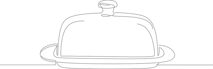 Simple Continuous Line Butter Dish Cloche Kitchenware Still Life Illustration