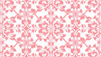 Elegant invitation vector pattern. Floral seamless background. Damask pink wallpaper for girl nursery. Texture for decoration greeting card ( vintage baby shower, wedding, birthday) Little princess 
