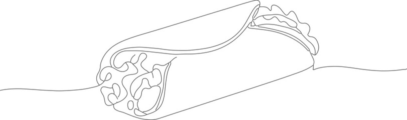 Obraz premium Minimalist Continuous Line Art Drawing Delicious Burrito Mexican Food Illustration