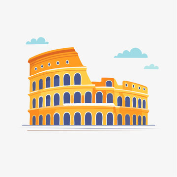 Monument italien embl&eacute;matique en design plat