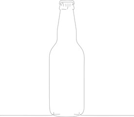 Simple Outline Drawing of a Glass Beer Bottle Mockup Illustration