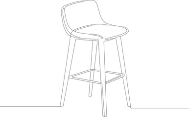 Minimalist Line Art Bar Stool Illustration Modern Furniture Interior Design