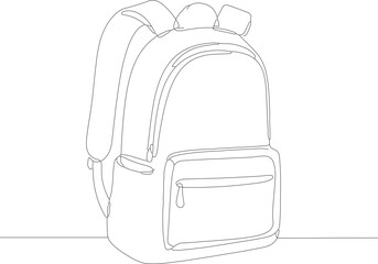 Minimalist Continuous Line Drawing Backpack Schoolbag Rucksack Knapsack Single Stroke Illustration