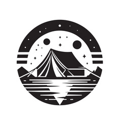 Minimal Mountain Camping Vector