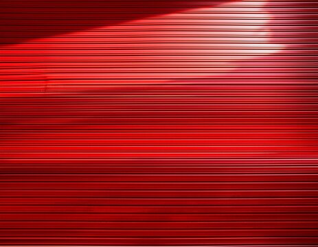 background and texture of red color corrugated metal sheet slide door roller shutter texture with shadow and hilight effect