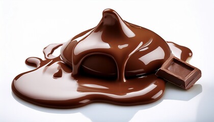 melted chocolate dripping on white background