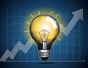 light bulb with drawing graph