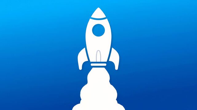 Minimalist Rocket Ship Launching with Smoke Trail