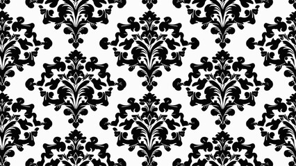 Damask seamless vector background. baroque style pattern. Black and white floral element. Graphic ornate pattern for wallpaper, fabric, packaging, wrapping. Damask flower ornament.