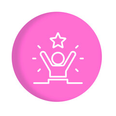Celebration of success with a star and raised arms icon