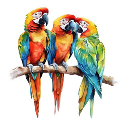 hand-drawn paint, Simple Illustration, A beautiful painting of macaw parrot, EPS format, isolated on a white background, watercolor style, minimal yet artistic elements for creative designs	