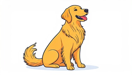Pixel Art Golden Retriever Sitting on White Background