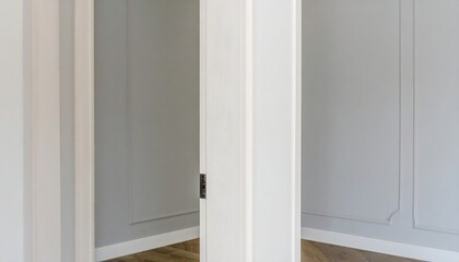 White sliding doors in a room with light gray walls