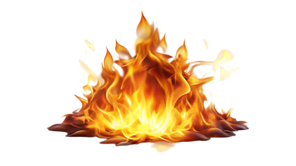 A bonfire of flames isolated on transparent background, a vibrant display of heat