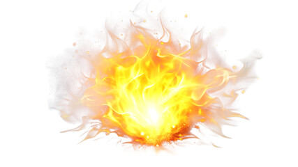 A bright and intense burst of fire, isolated on transparent background