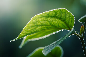 Green Leaf with Morning Dew