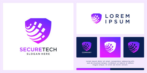 Secure tech logo design vector template