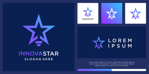 Innovation star logo design with abstract bulb