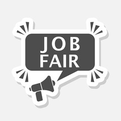 Job fair sign sticker isolated on gray background
