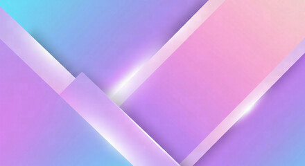 Abstract Geometric Background with Overlapping Shapes and Bright Glow in Pastel Pink and Blue Gradients