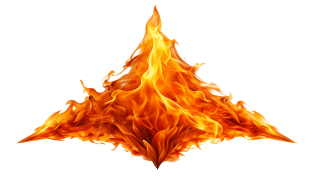 Abstract flame design isolated on transparent background, representing fire and energy