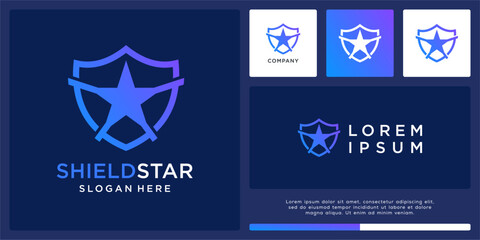 Shield star logo design template