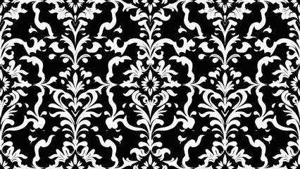 Black Damask seamless vector background. baroque style pattern. 