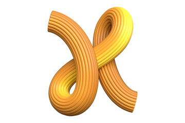 Sweet caramel style 3D typography letter X. High quality 3D rendering of a bold font character.