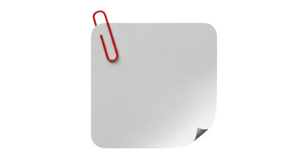 Isolated memo with red paperclip for notes, message, reminder, or important document