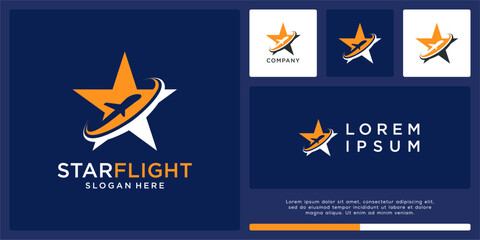 Star flight logo design template