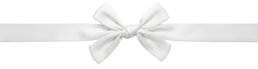 Naklejka premium Elegant white ribbon tied in a bow perfect for gift wrapping, festive decorations, or adding a touch of sophistication to your designs for birthdays, weddings, and more