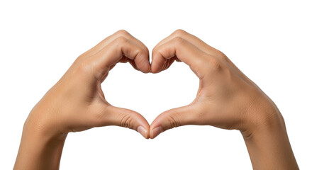 Isolated person making heart shape with hands and fingers to express love, affection