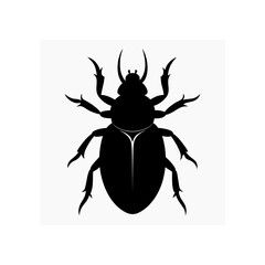 Silhouette of a beetle with long antennae on transparent background