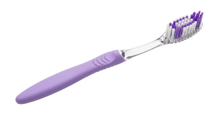 Isolated Purple Toothbrush for Oral Hygiene on Neutral Background, Bathroom Cleanliness