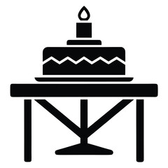 cake cutting table icon on white background