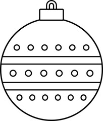 Christmas tree ornament ball with geometry pattern outline vector illustration isolated.
Winter coloring pages for kids.
Transparent background.