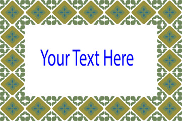 Vector Geometric Patterned Border Frame with 'Your Text Here' Text Placeholder isolated PNG with Transparent Background