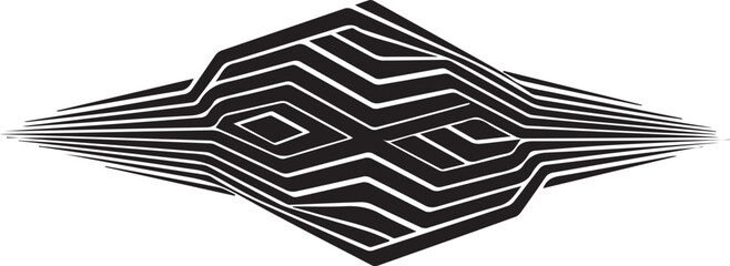 black and white star shaped Geometric Diamond Line Illusion