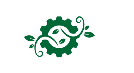 Eco Gear Vine Illustration | Organic Engineering Symbol