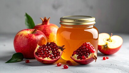 Apples Pomegranates and Honey: A Festive Still Life.