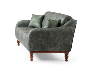 Sofa in side view isolated on white background