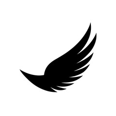 Obraz premium Silhouette of a single stylized black wing on transparent background